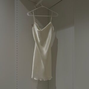 Satin mini white dress “Bebe”
